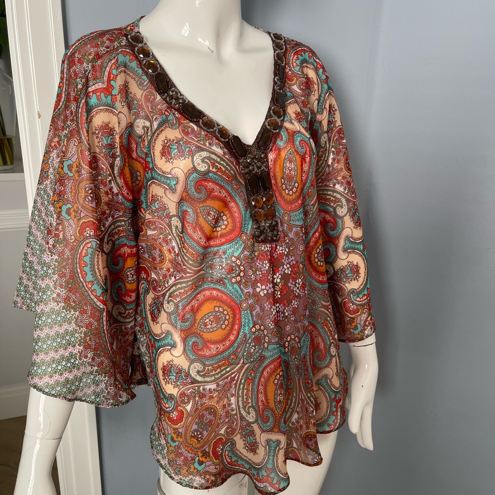 John Paul Richard jeweled neckline top NEW